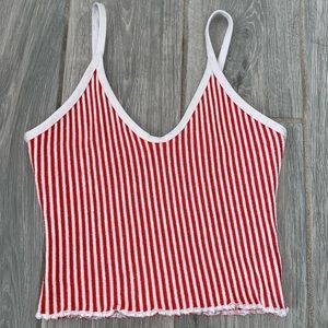 Red and white crop top